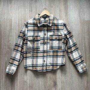 Anthropologie Plaid Cropped Flannel Jacket Shirt Size M